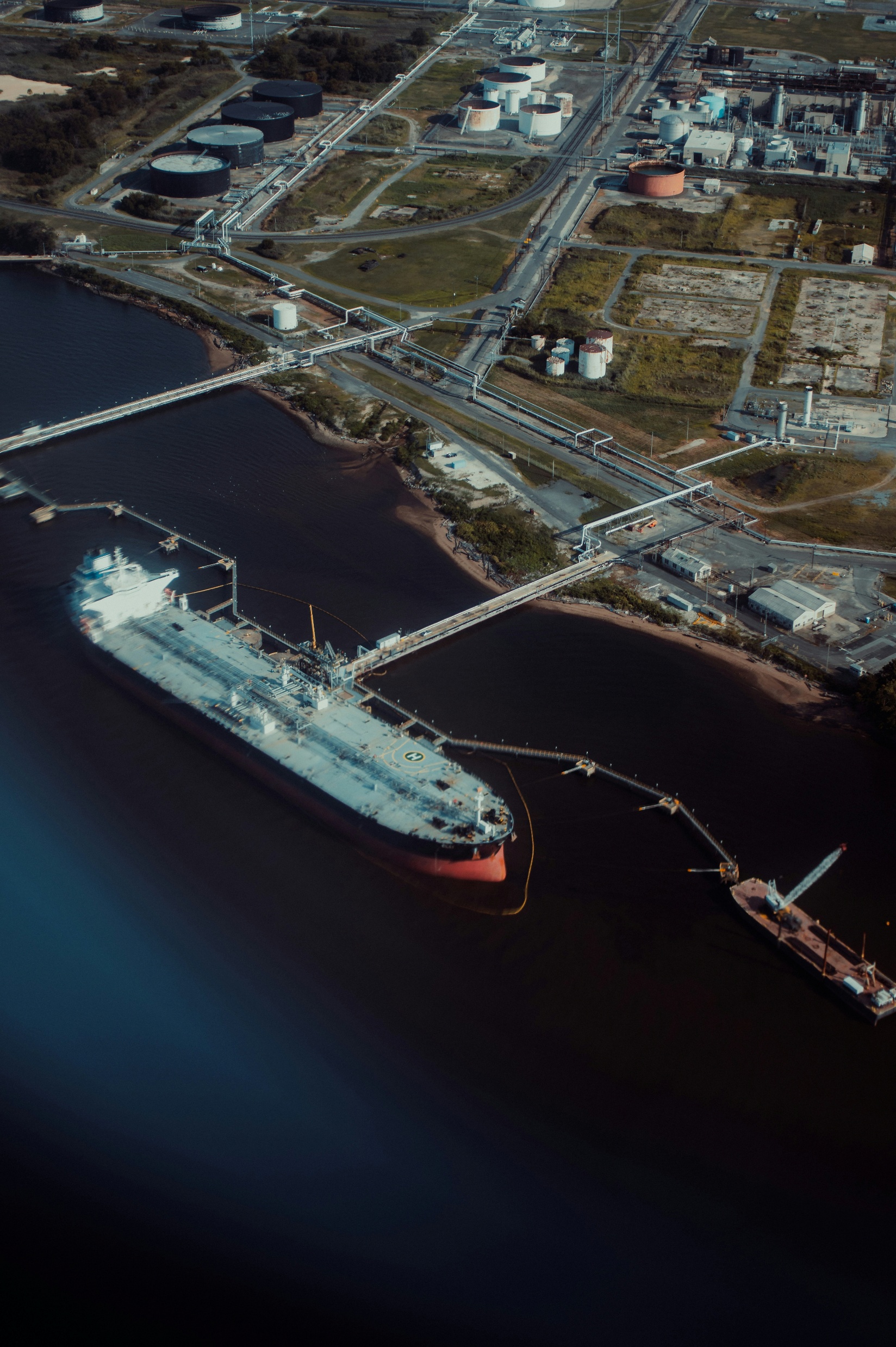 LNG carrier docked at a loading terminal
